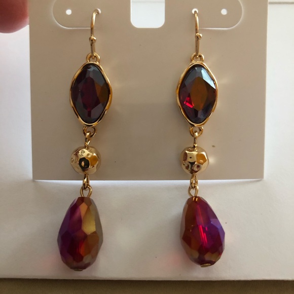 Women’s Gold Red Linear Bead Tower Earrings. New - Picture 3 of 3